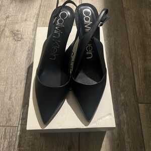 Calvin Klein navy blue Pointed Slingback Heels